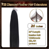 26'' On Darker Range F28 Diamond Feather Hair Extensions  100 Strands Standard Full Head  27