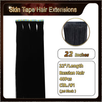 22'' Russian Hair On Darker Range Skin Tape Hair Extensions 40 PCs Standard Full Head 27