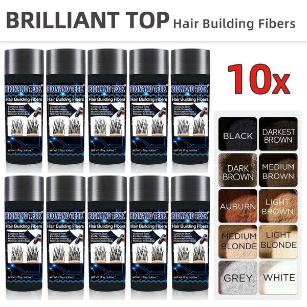 10 Bottles Bionano Teck Hair Building Fibers