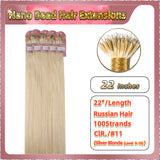 22'' Russian Hair On Blonde Range Nano Bead Hair Extensions 100 Strands Standard Full Head  28