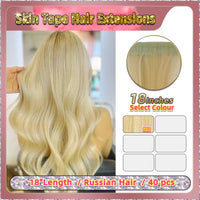 18'' Russian Hair On Blonde Range Skin Tape Hair Extensions  40 PCs  Standard Full Head  26