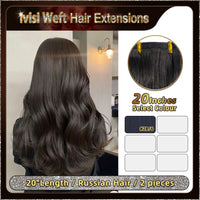 20'' Russian Hair On Darker Range Invisi Weft Hair Extensions  2 Strips Standard Full Head  24