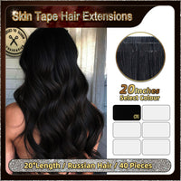 20'' Russian Hair On Darker Range Skin Tape Hair Extensions 40 PCs Standard Full Head 27