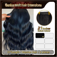 21'' Russian Hair On Darker Range Genius Weft Hair Extensions  2 Strips Standard Full Head  27