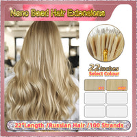 22'' Russian Hair On Blonde Range Nano Bead Hair Extensions 100 Strands Standard Full Head  28