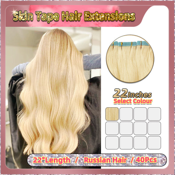 22'' Russian Hair Skin Tape Hair Extensions