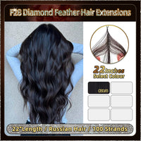 22'' On Darker Range F28 Diamond Feather Hair Extensions 100 Strands Standard Full Head  24