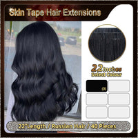 22'' Russian Hair On Darker Range Skin Tape Hair Extensions 40 PCs Standard Full Head 27