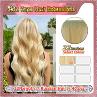 22'' Russian Hair On Blonde Range Skin Tape Hair Extensions 40 PCs Standard Full Head  26