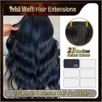 23'' Russian Hair On Darker Range Invisi Weft Hair Extensions  2 Strips Standard Full Head  25