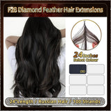 24'' On Darker Range F28 Diamond Feather Hair Extensions 100 Strands Standard Full Head  25