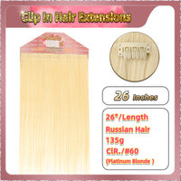 26'' Russian Hair  On Blonde Range  Clip In Hair Extensions 3 Pieces 21 Clips Standard Full Head 33