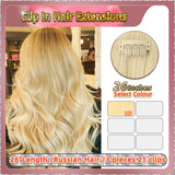 26'' Russian Hair  On Blonde Range  Clip In Hair Extensions 3 Pieces 21 Clips Standard Full Head 33