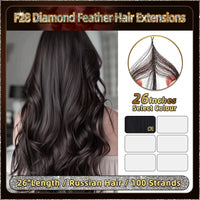 26'' On Darker Range F28 Diamond Feather Hair Extensions  100 Strands Standard Full Head  27