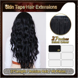 27'' Russian Hair On Darker Range Skin Tape Hair Extensions 40 PCs Standard Full Head 27