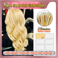 28'' Russian Hair On Blonde Range Nano Bead Hair Extensions 100 Strands Standard Full Head  33