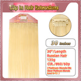 30'' Russian Hair  On Blonde Range  Clip In Hair Extensions 3 Pieces 21 Clips Standard Full Head  26/28