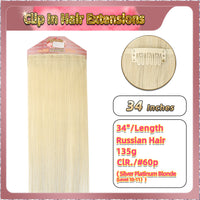 34'' Russian Hair  On Blonde Range  Clip In Hair Extensions 3 Pieces 21 Clips Standard Full Head  33