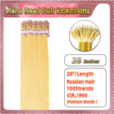 28'' Russian Hair On Blonde Range Nano Bead Hair Extensions 100 Strands Standard Full Head  33