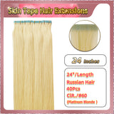 24'' Russian Hair  On Blonde Range Skin Tape  Hair Extensions 40 PCs Standard Full Head 26