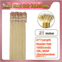 21'' Russian Hair On Blonde Range Nano Bead Hair Extensions 100 Strands Standard Full Head  28