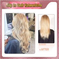 24'' Russian Hair On Blonde Range Clip In Hair Extensions 3 Pieces 21 Clips Standard Full Head 28/29