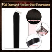 26'' On Darker Range F28 Diamond Feather Hair Extensions  100 Strands Standard Full Head  27