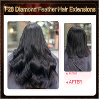 26'' On Darker Range F28 Diamond Feather Hair Extensions  100 Strands Standard Full Head  27