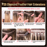 26'' On Darker Range F28 Diamond Feather Hair Extensions  100 Strands Standard Full Head  27