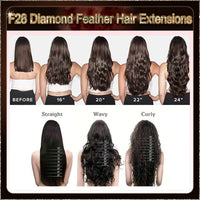 26'' On Darker Range F28 Diamond Feather Hair Extensions  100 Strands Standard Full Head  27