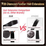 26'' On Darker Range F28 Diamond Feather Hair Extensions  100 Strands Standard Full Head  27