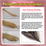 22'' Russian Hair On Blonde Range F28 Diamond Feather Hair Extensions 100 Strands Standard Full Head  26