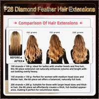 26'' On Darker Range F28 Diamond Feather Hair Extensions  100 Strands Standard Full Head  27