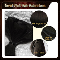 23'' Russian Hair On Darker Range Invisi Weft Hair Extensions  2 Strips Standard Full Head  25