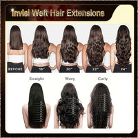 23'' Russian Hair On Darker Range Invisi Weft Hair Extensions  2 Strips Standard Full Head  25