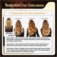 22'' Russian Hair On Darker Range Invisi Weft Hair Extensions  2 Strips Standard Full Head  24