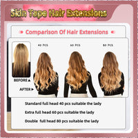 24'' Russian Hair  On Blonde Range Skin Tape  Hair Extensions 40 PCs Standard Full Head 26