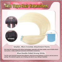 24'' Russian Hair  On Blonde Range Skin Tape  Hair Extensions 40 PCs Standard Full Head 26